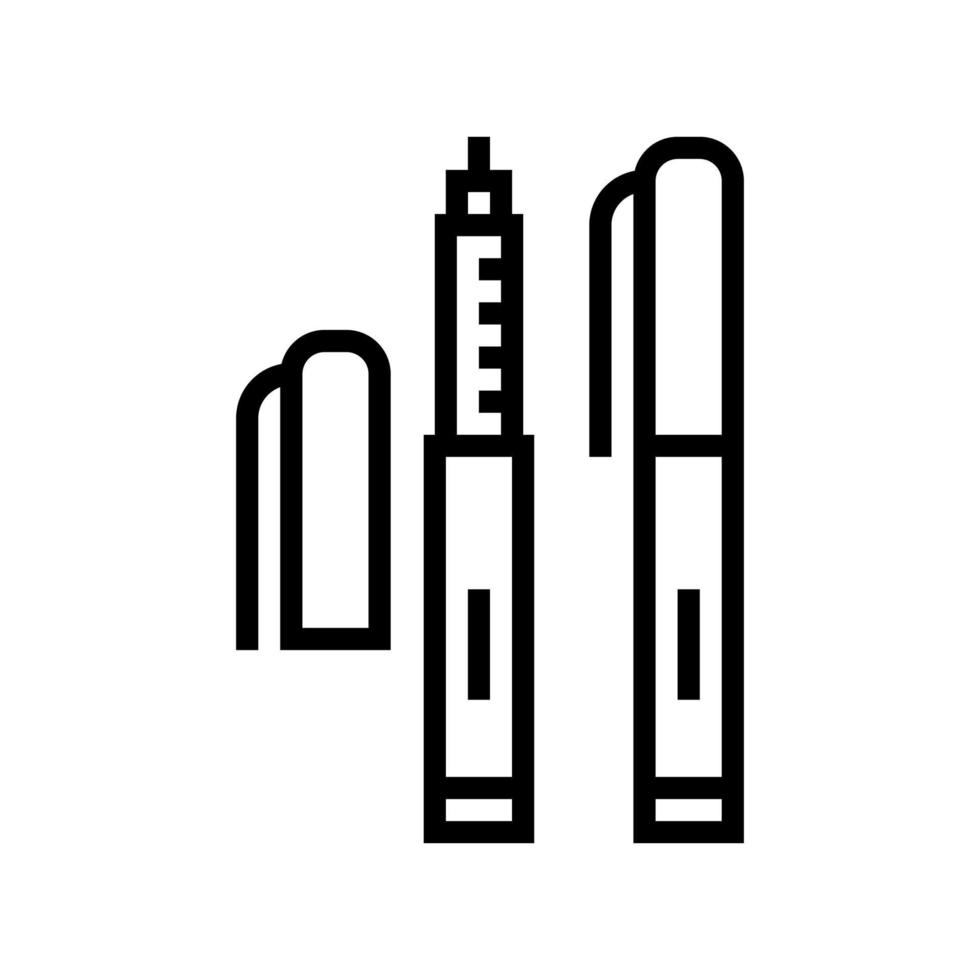insulina pluma portátil jeringa línea icono vector ilustración