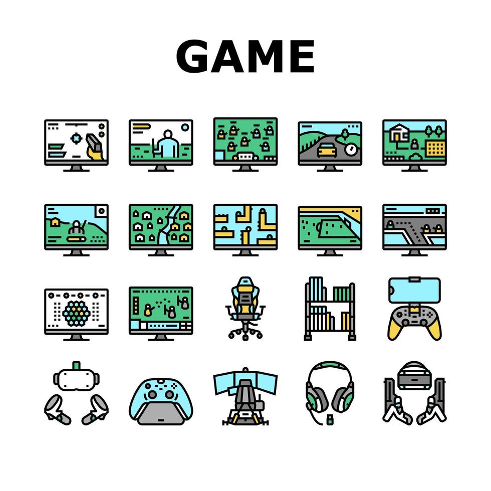 iconos de dispositivos y electrónicos de videojuegos establecidos vector