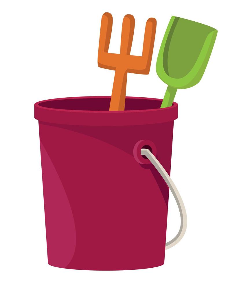 sand bucket and tools vector