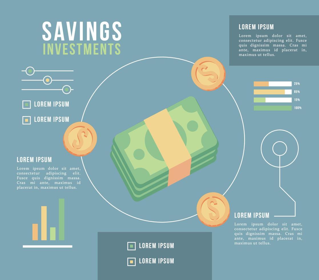 infografía de dinero con billetes vector