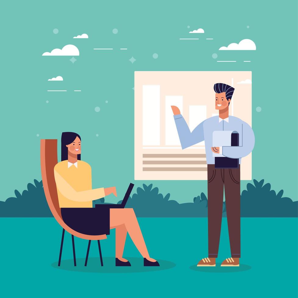 business couple in training vector
