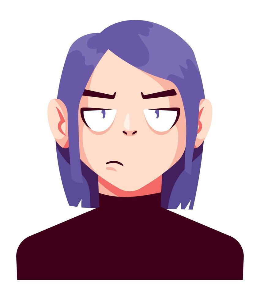 hombre anime con cabello morado vector