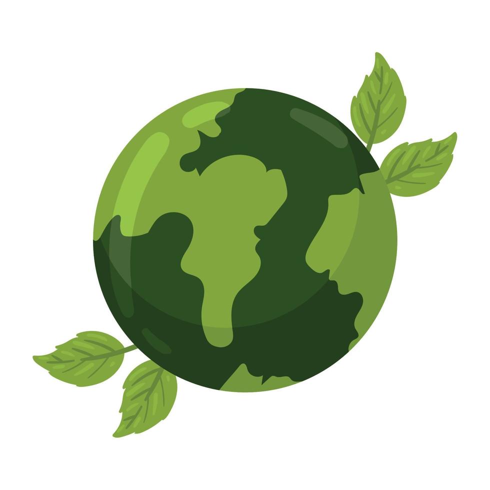 earth planet with leafs vector