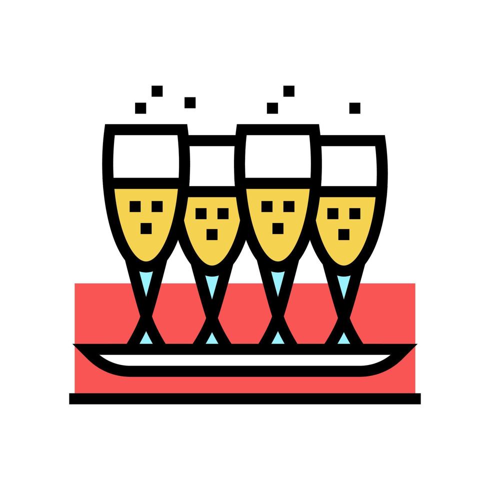 drink glasses on tray color icon vector illustration