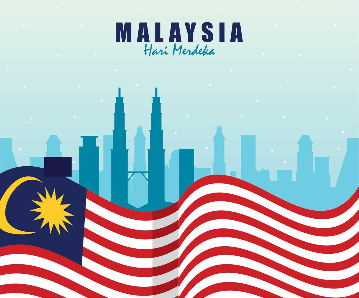 malaysia hari merdeka postcard vector