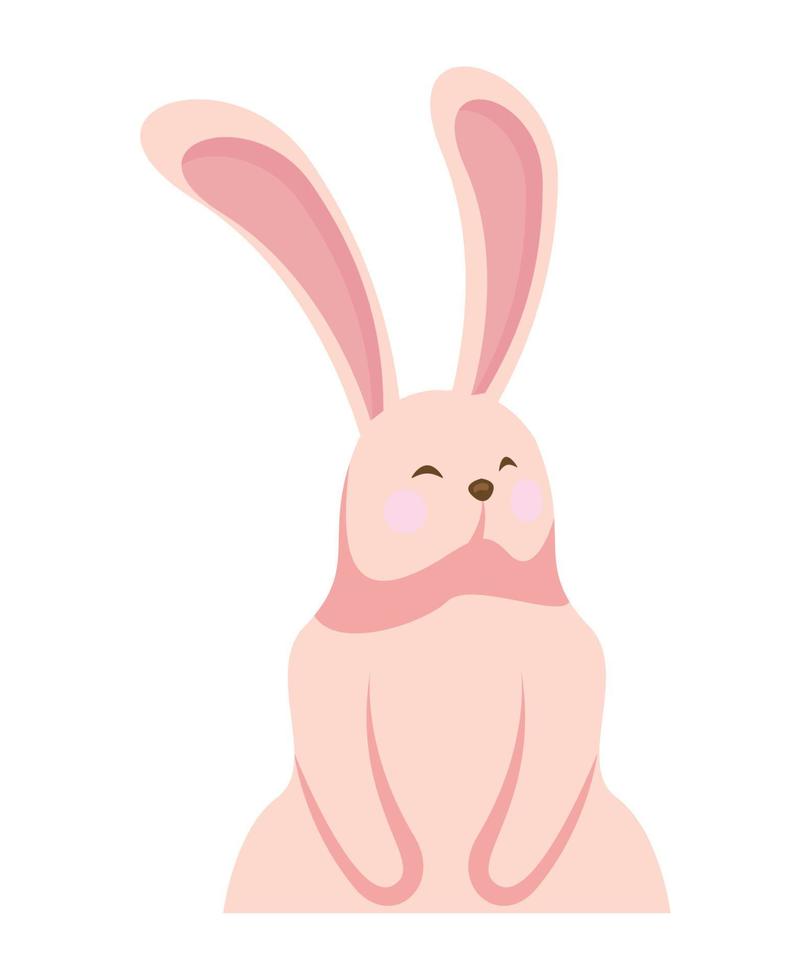 cute pink rabbit front vector