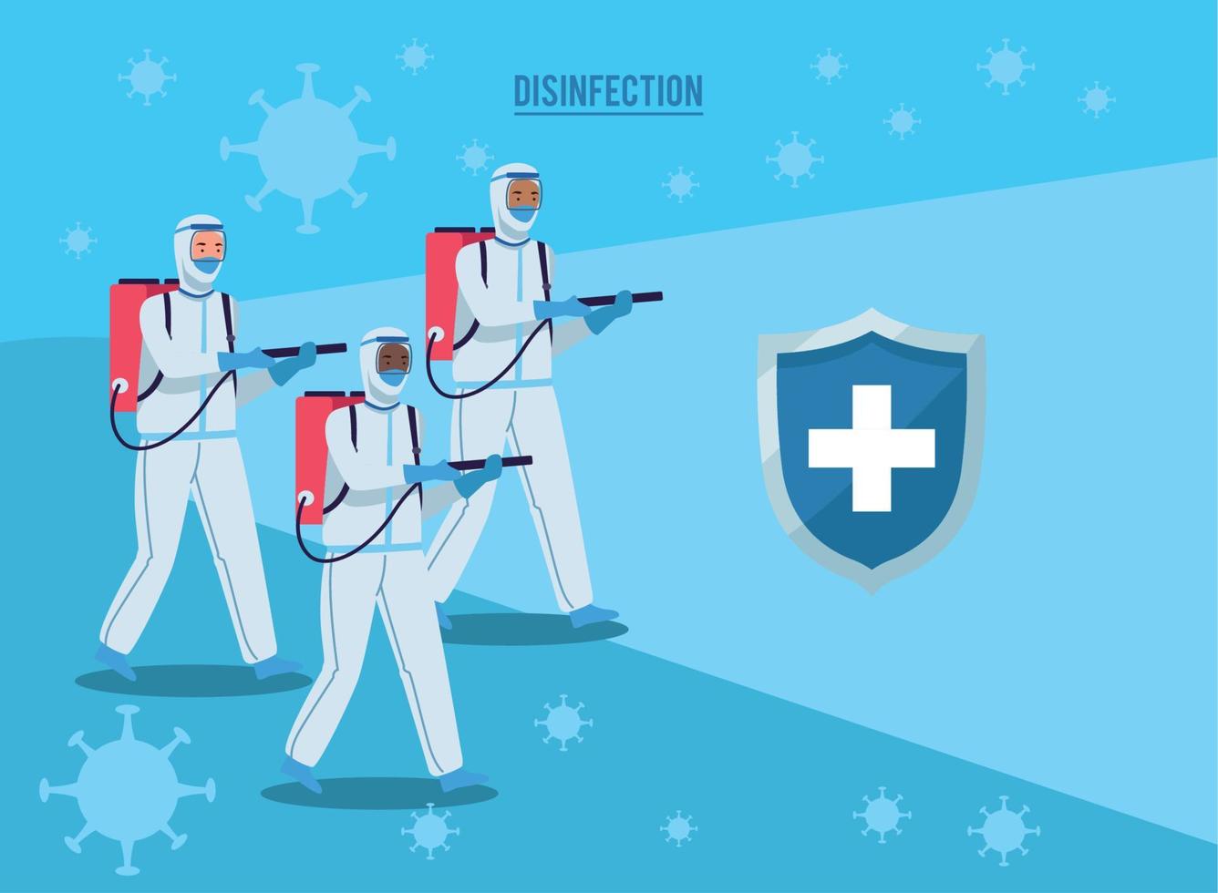 Disinfectant workers design vector