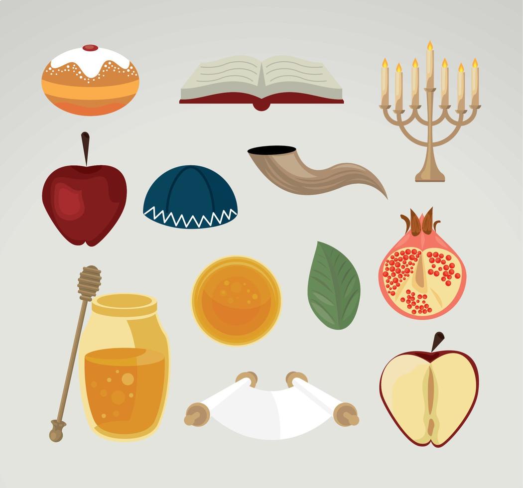 twelve jewish icons vector