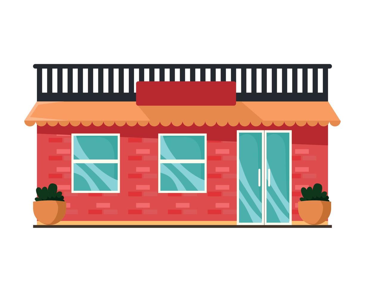 red store building facade vector