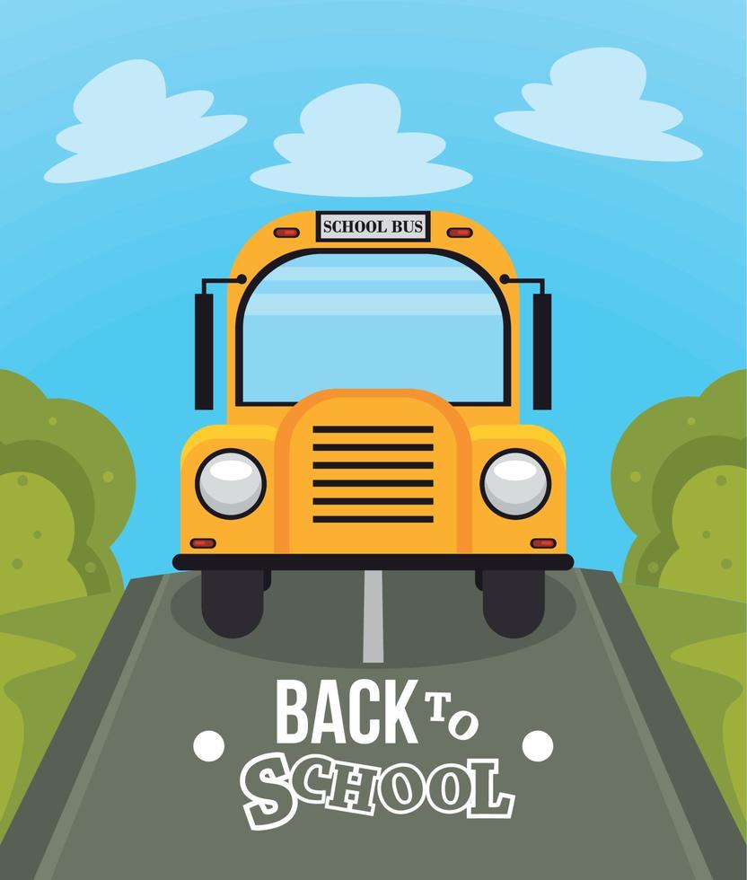 schoolbus front in the road vector