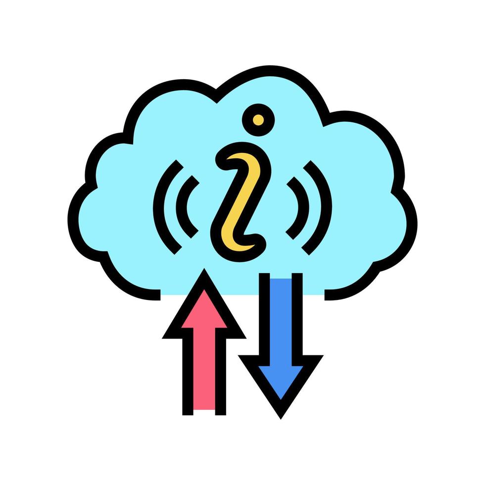 ilustración de vector de icono de color de almacenamiento de información en la nube