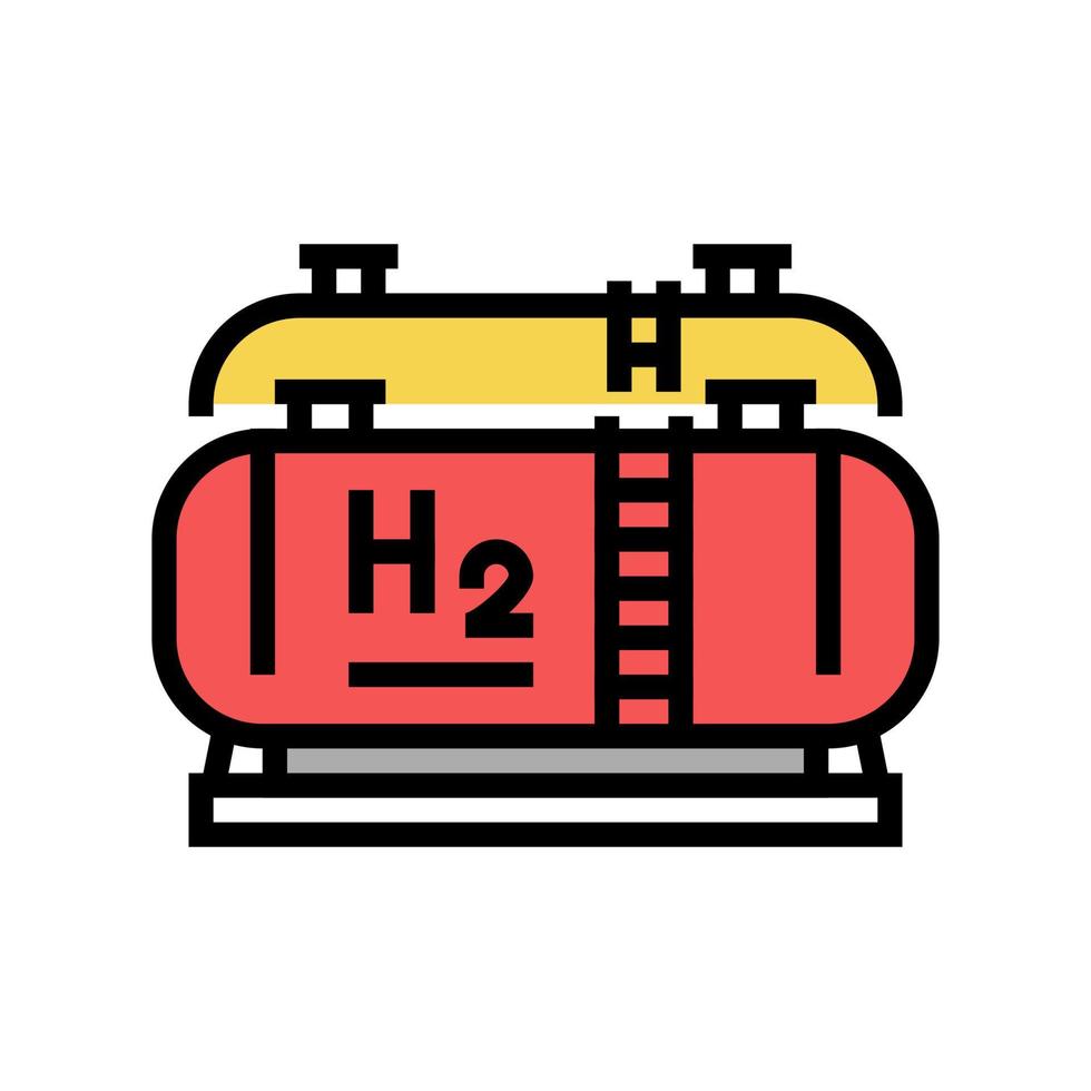 Ilustración de vector de icono de color de hidrógeno de almacenamiento de tanque
