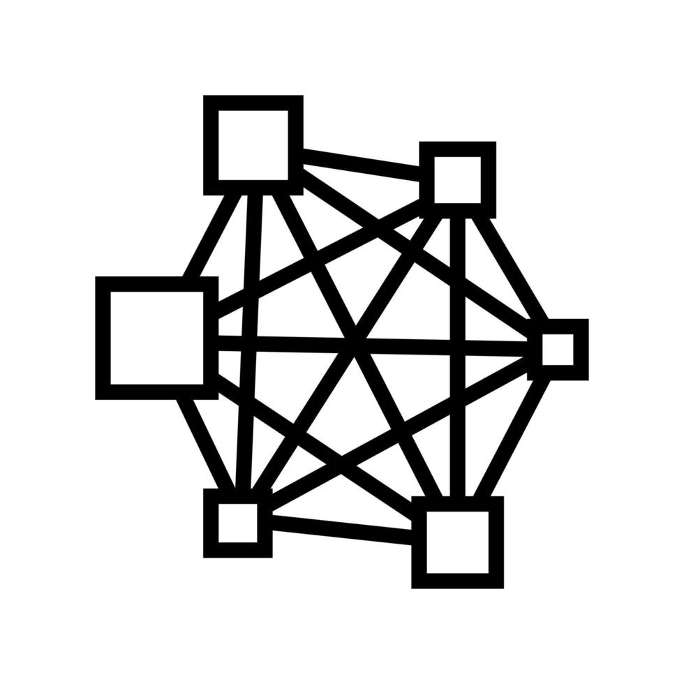 neural network line icon vector illustration