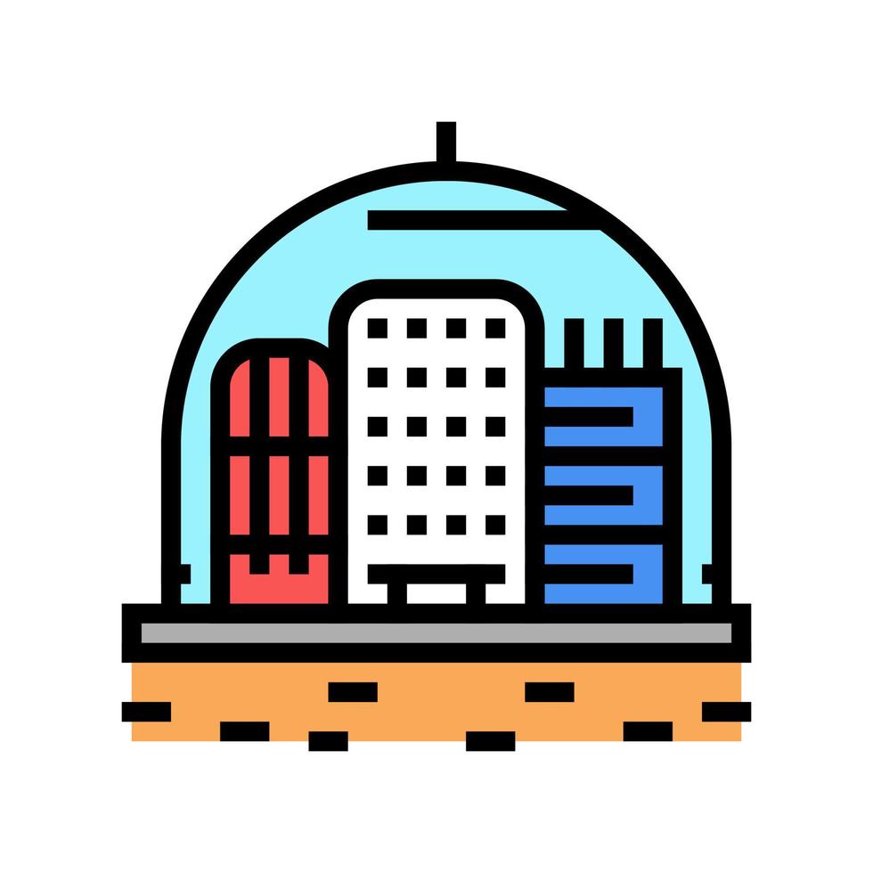 cosmic city under dome color icon vector illustration