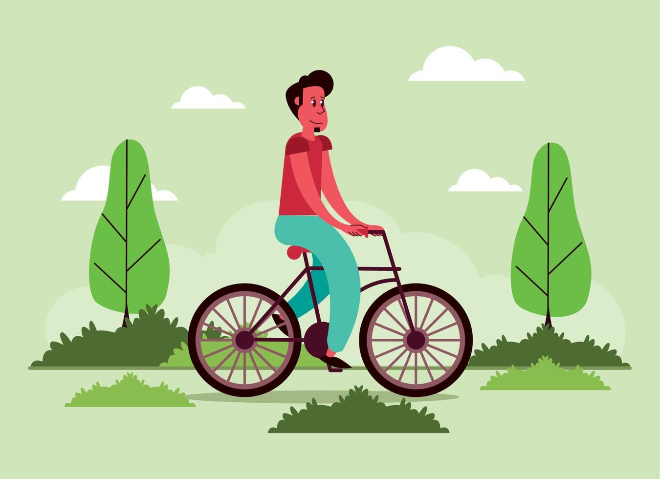 young man in bicycle vector