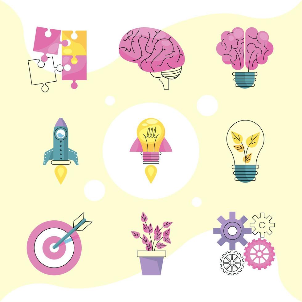 Creativity set icons vector