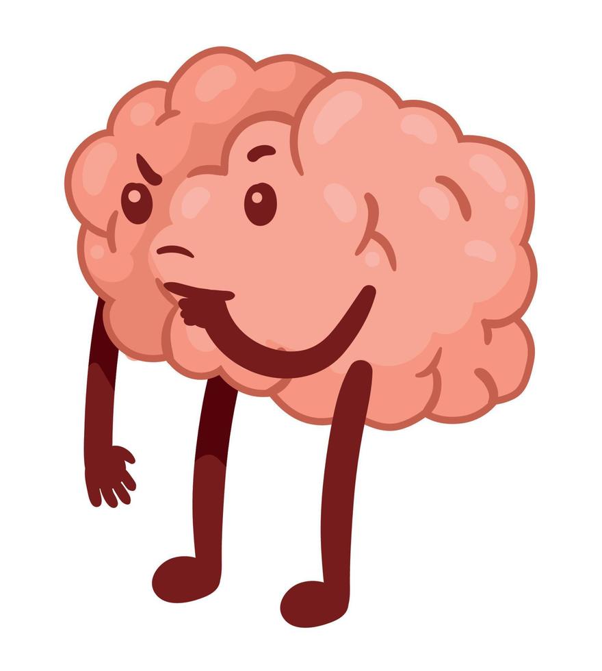 brain thoughtful comic character vector