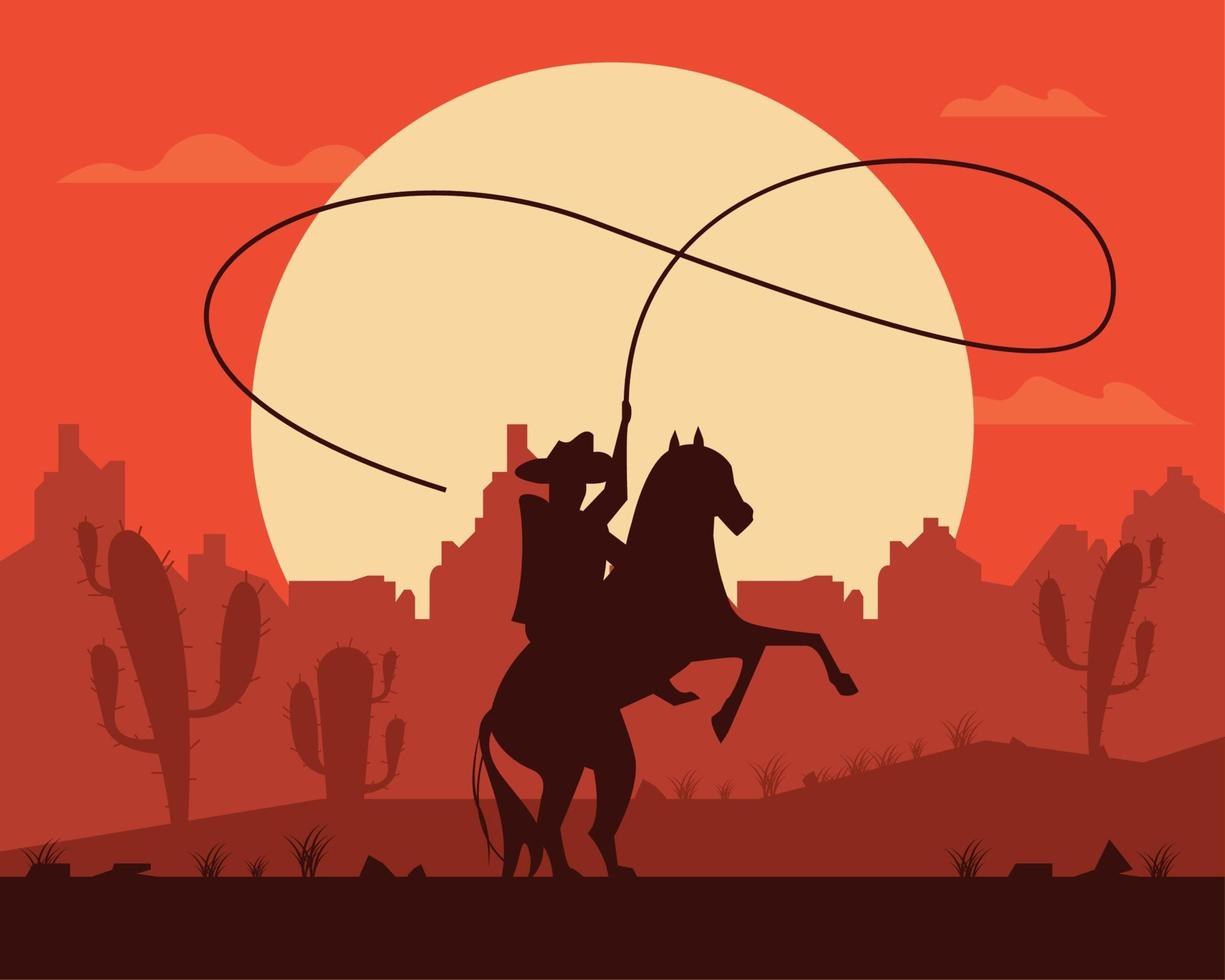 cowboy with rope scene vector