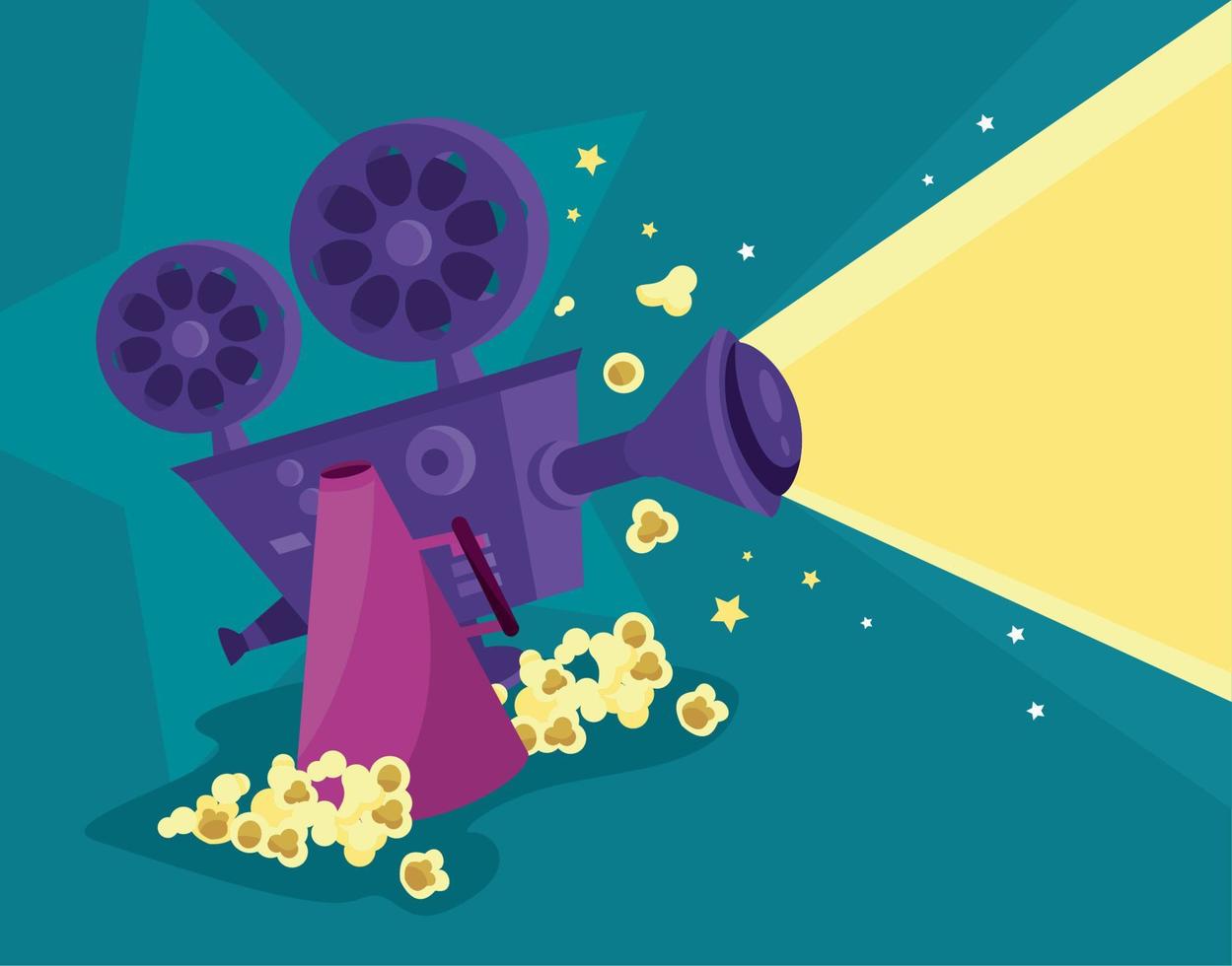 cinema camera and popcorn vector