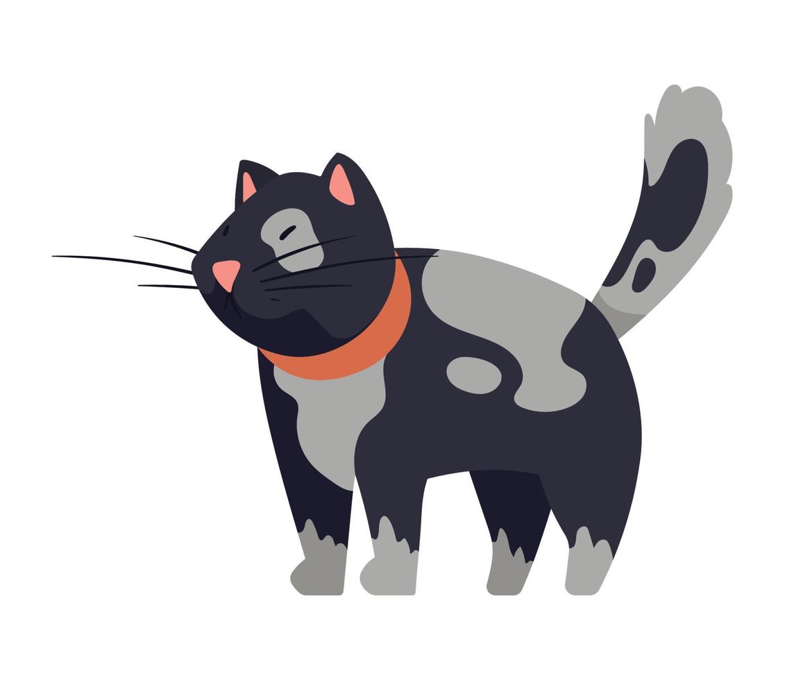 black cute cat mascot vector