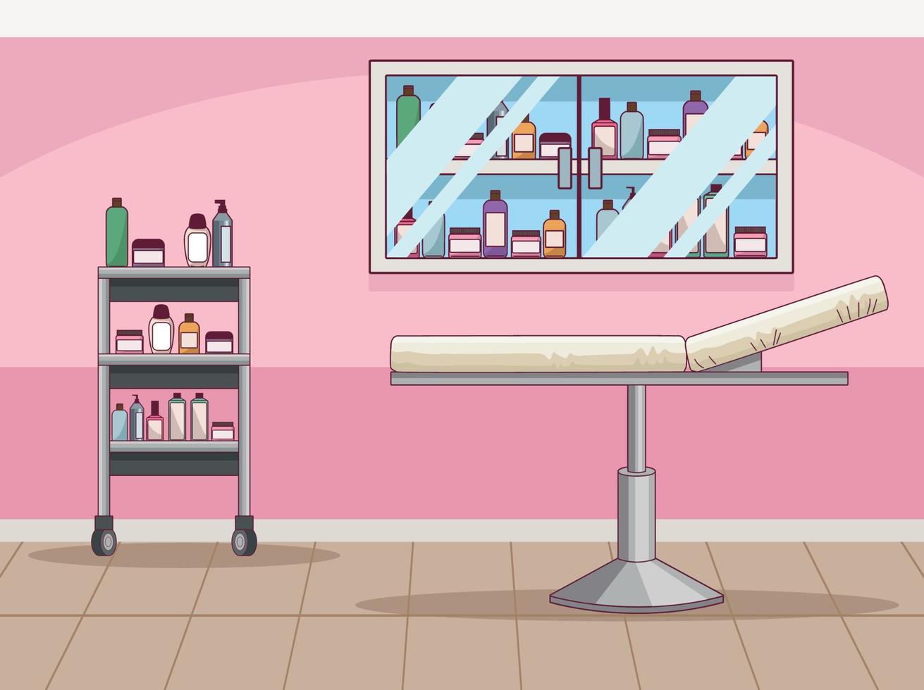beauty salon with stretcher vector
