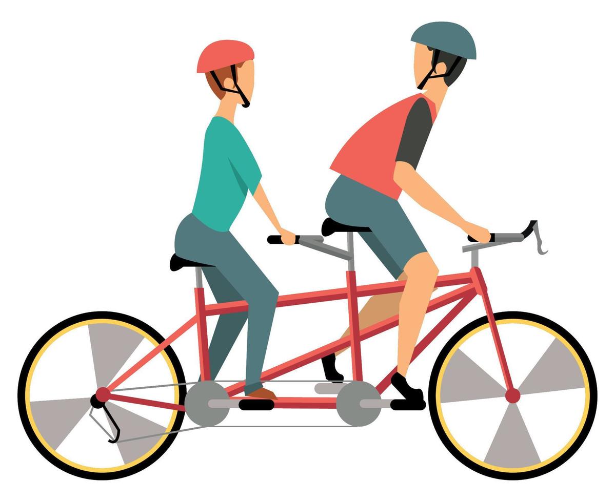 couple in bicycle tandem vector