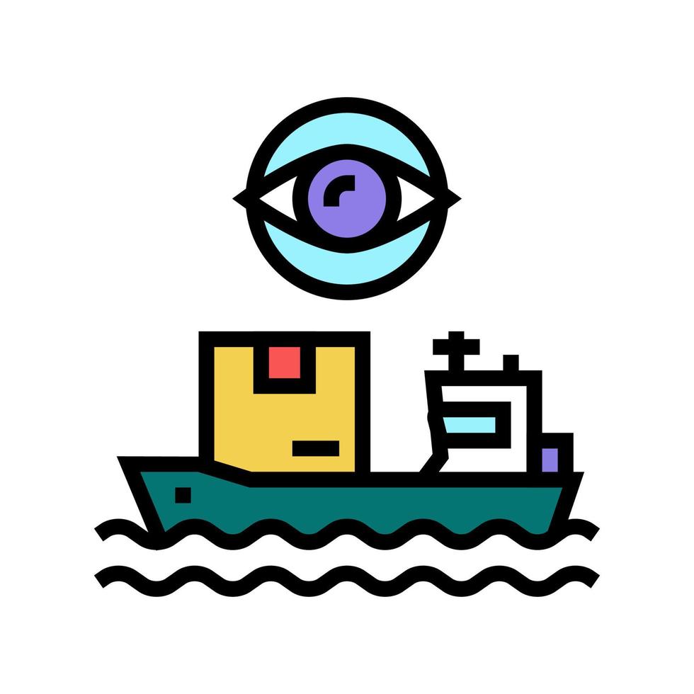 Ilustración de vector de icono de color de control y gestión de envío de barcos