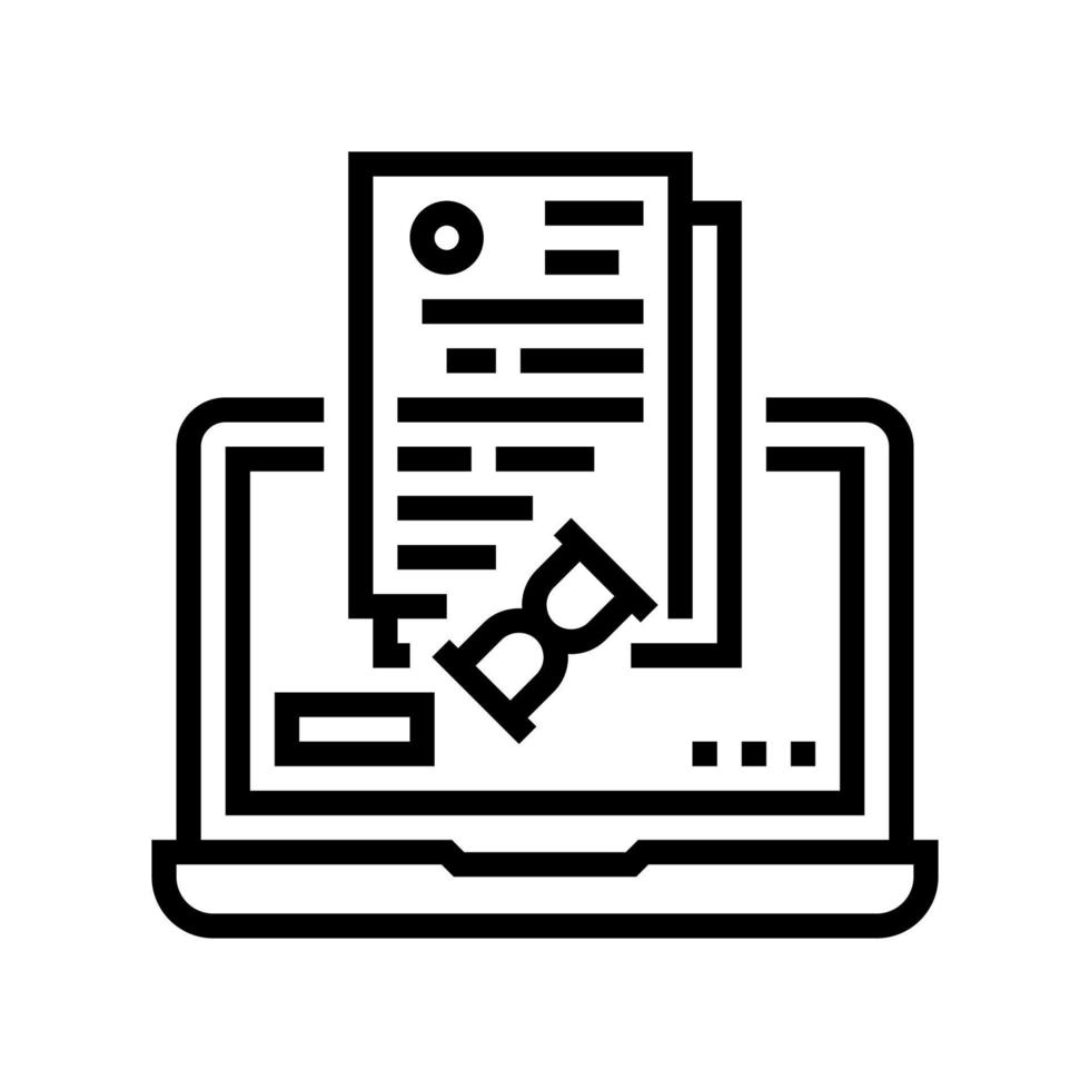 ilustración de vector de icono de línea de auditoría de procesamiento en línea