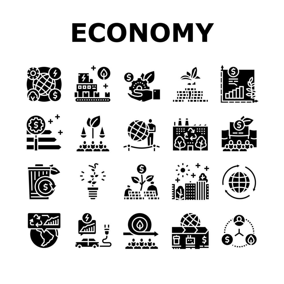 conjunto de iconos de colección de la industria de economía verde vector