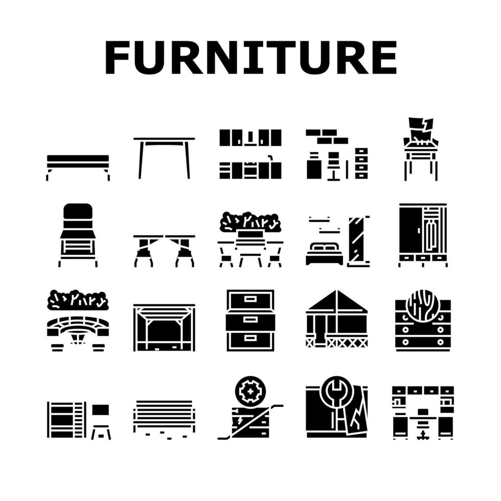 Furniture For Home And Backyard Icons Set Vector