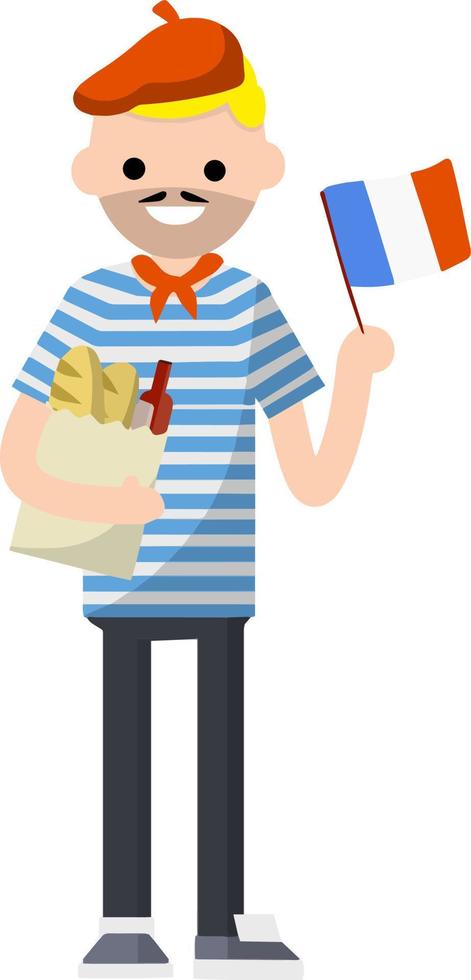 French man in blue striped clothes vector