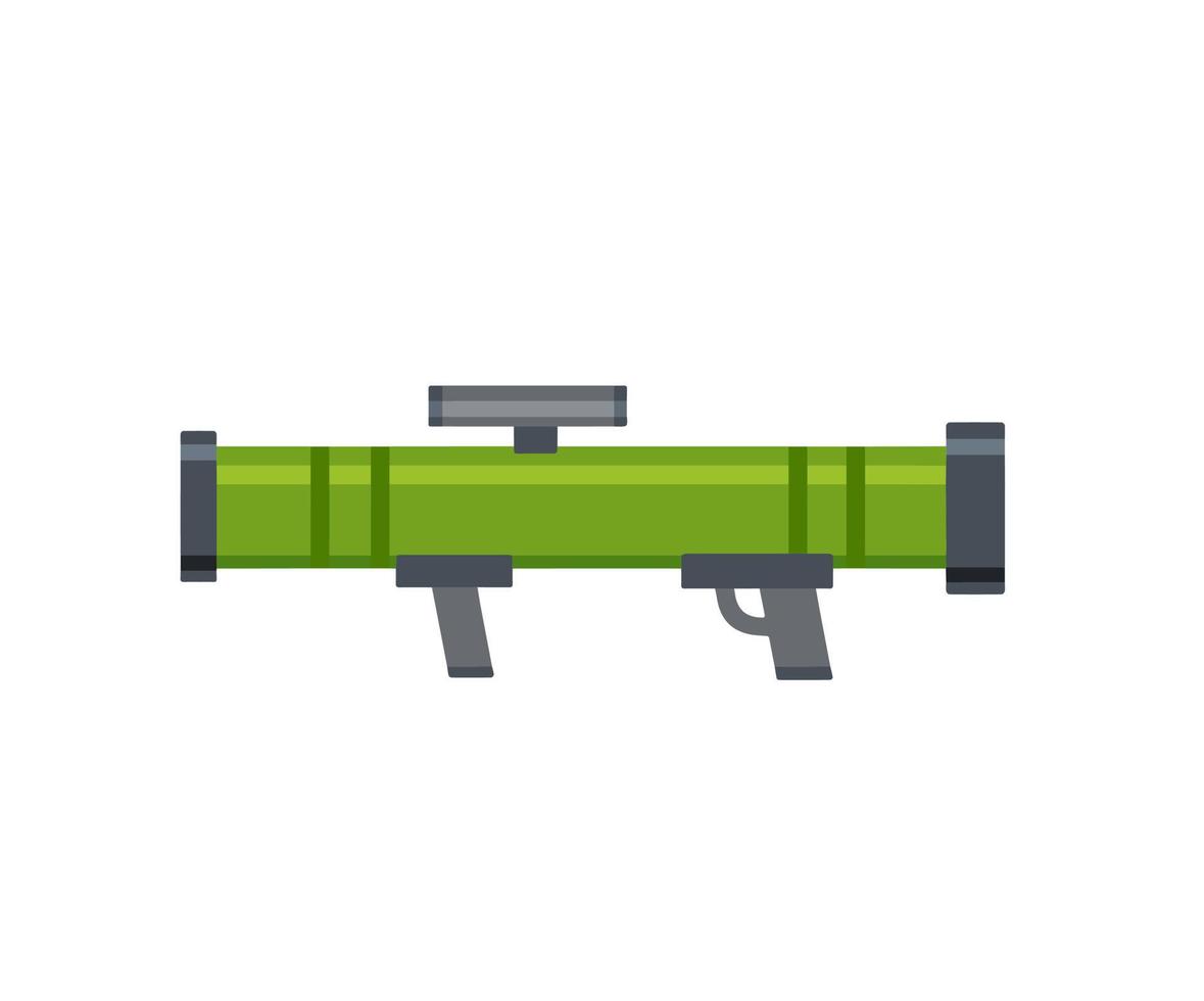 Bazooka. Rocket launcher. Large cannon with missile. Military equipment. Grenade launcher. Flat cartoon vector