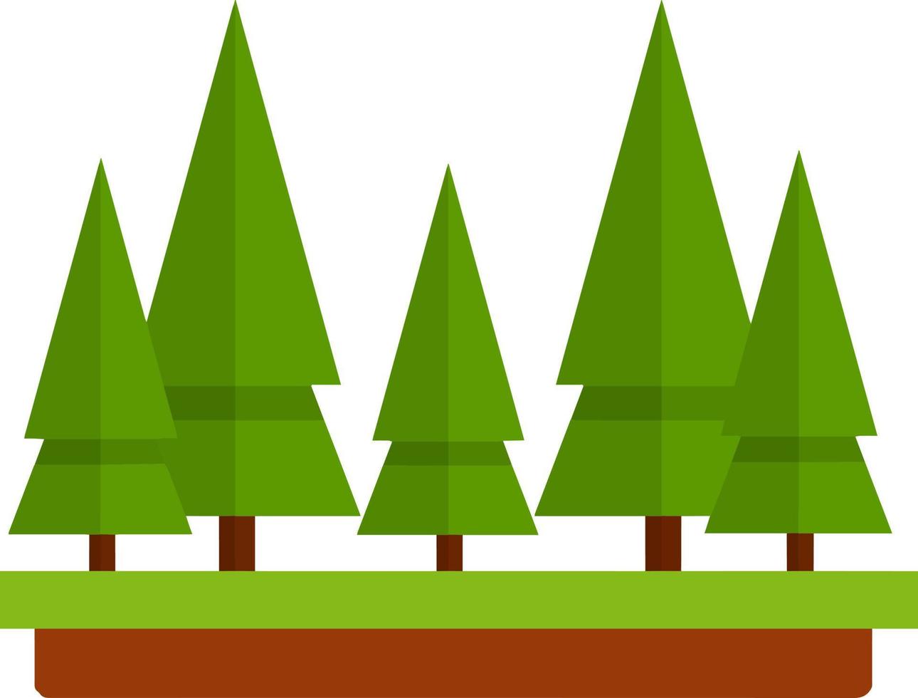 Forest. Green tree. Wood and nature. Grass and earth. Cartoon flat illustration. Summer season vector