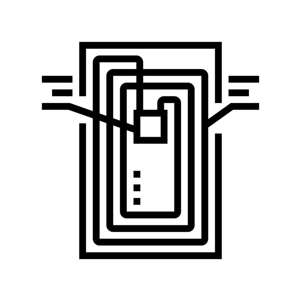 chip rfid estructura línea icono vector ilustración
