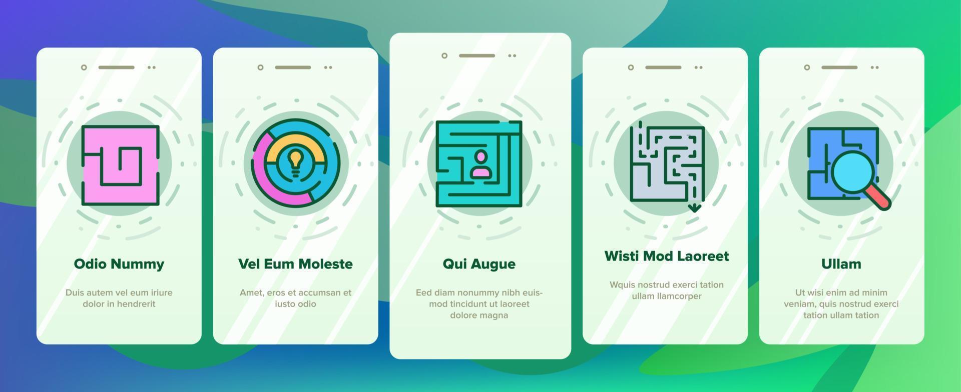 Maze Puzzle Different Onboarding Icons Set Vector