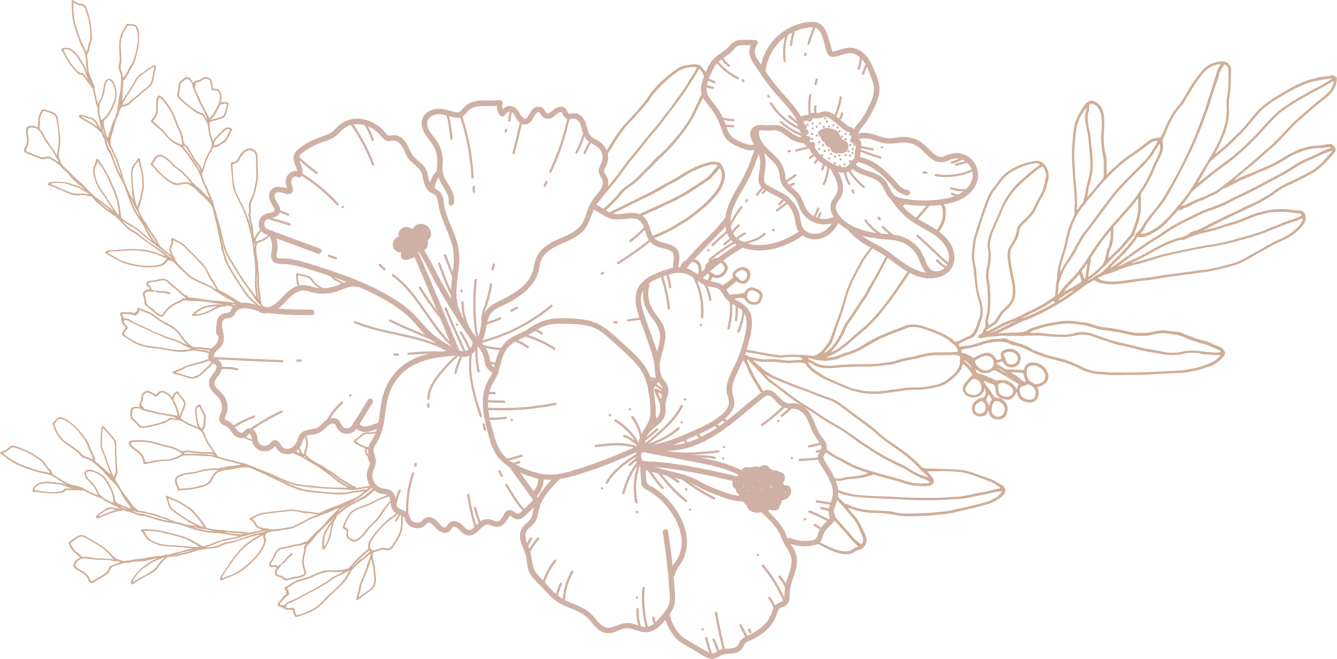 arte de linha de buquê de flores png