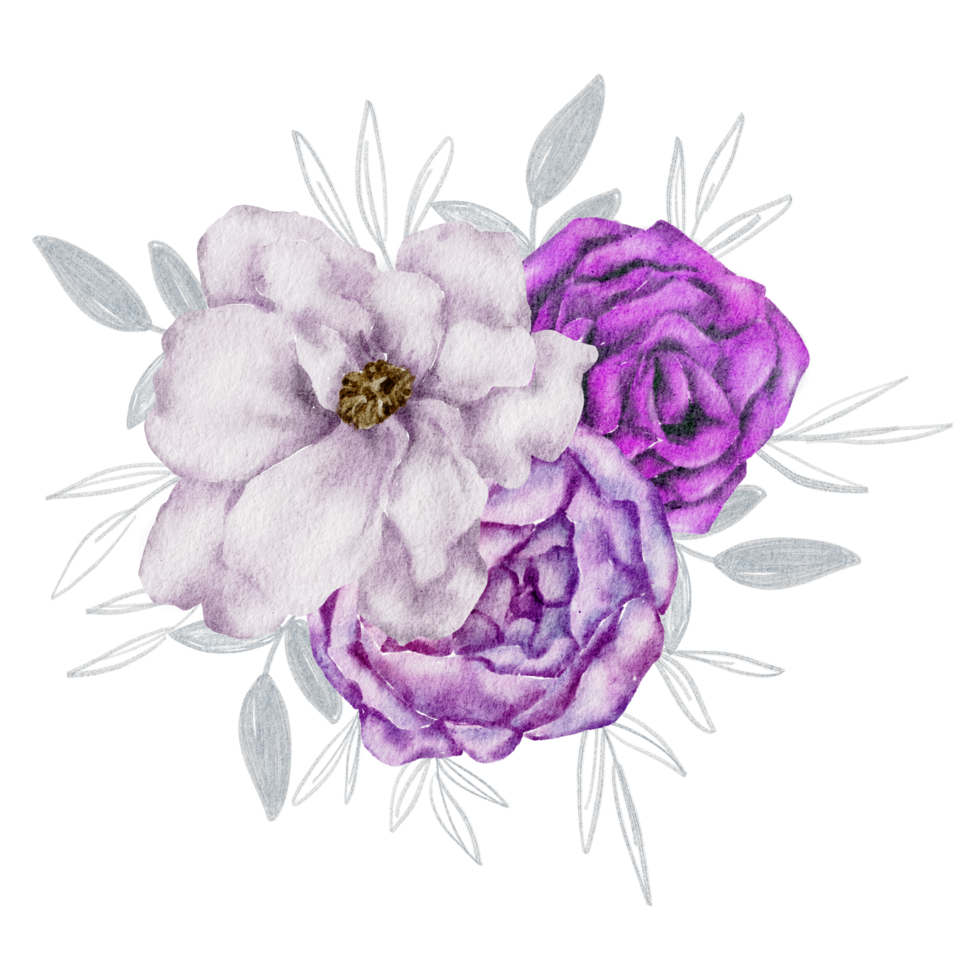 Free aquarela de buquê de flores violeta 10312941 PNG with Transparent  Background
