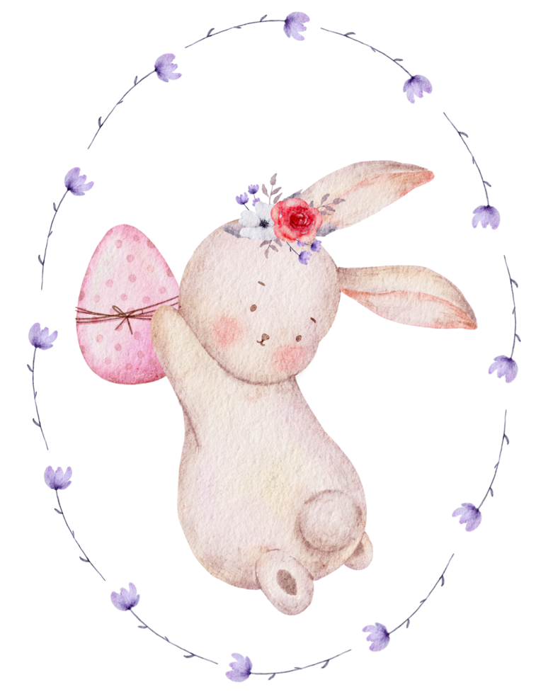 påsk söt kanin akvarell png