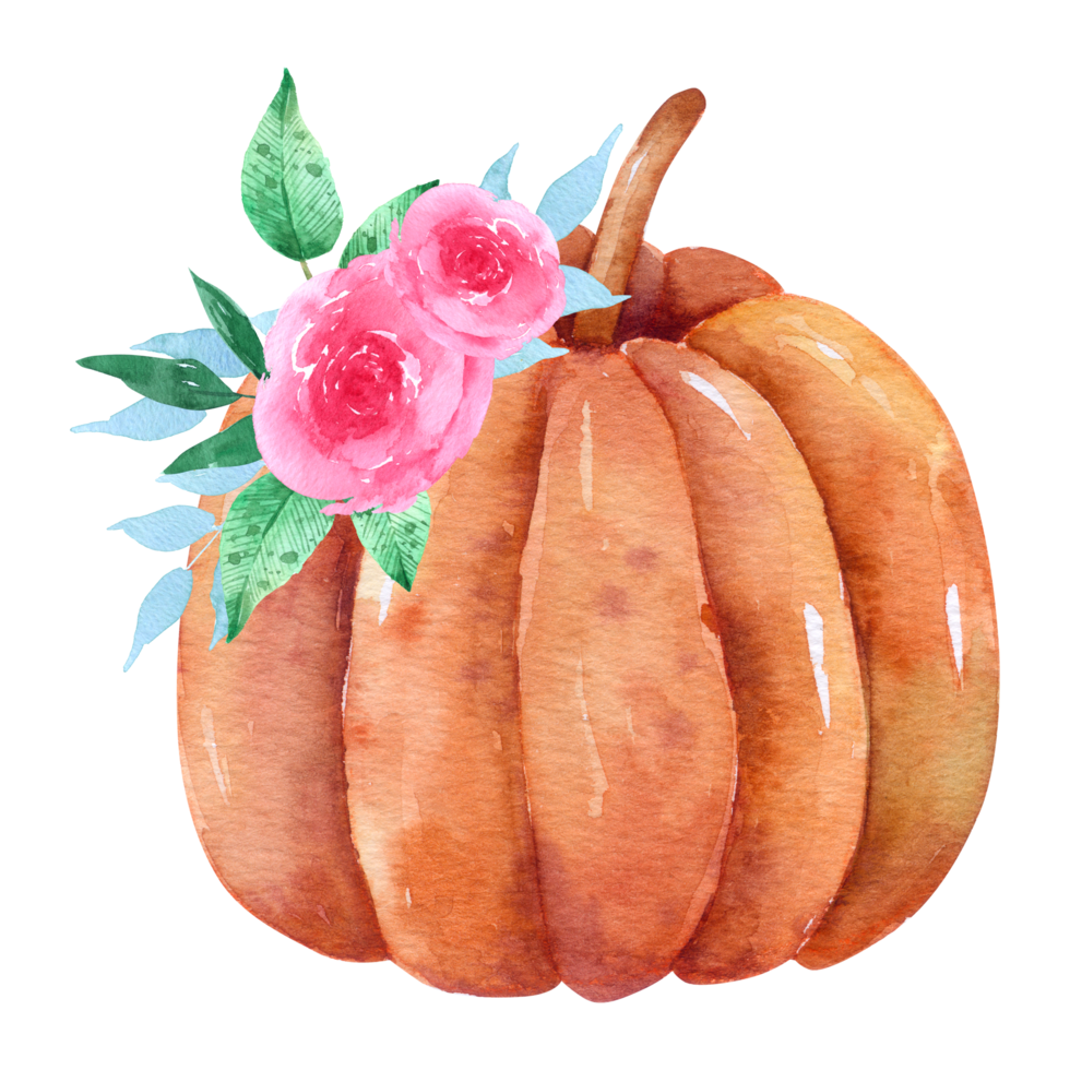 Autumn watercolor composition, Thanksgiving day png