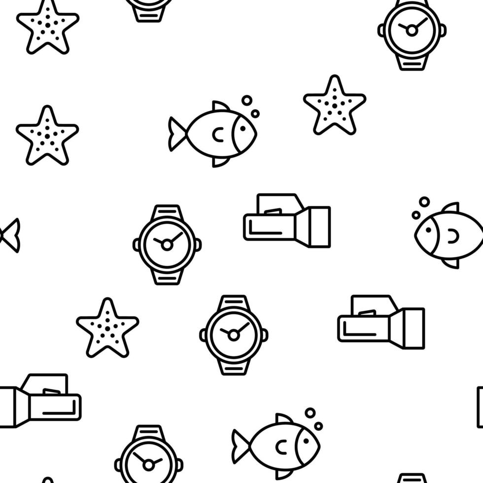 Scuba Diving Equipment Vector Seamless Pattern