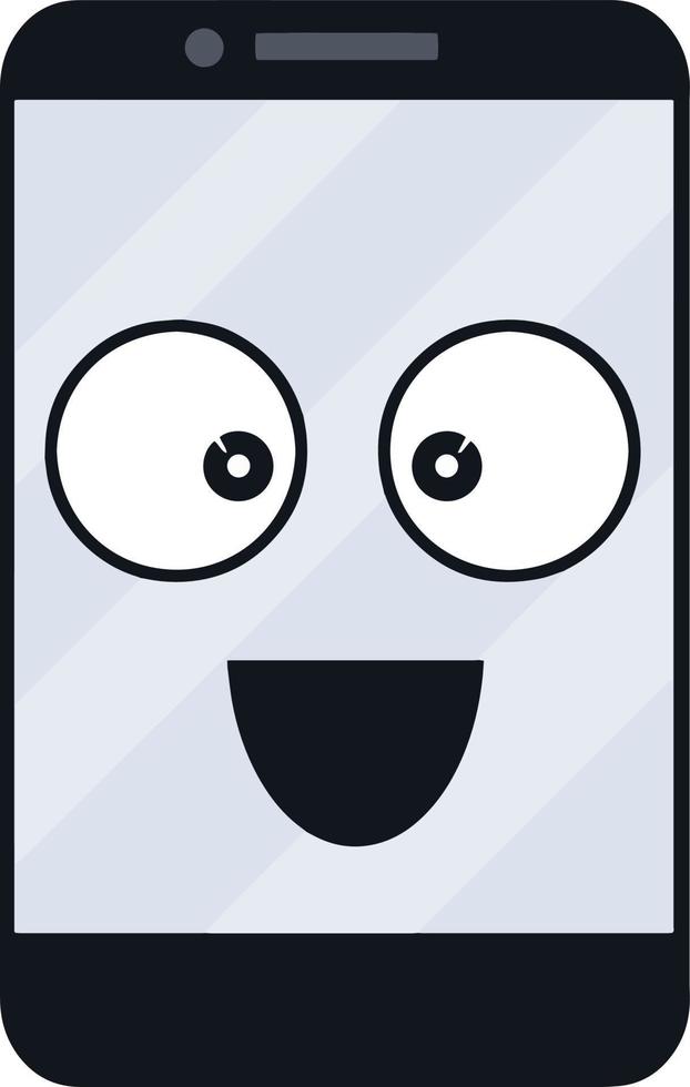 Cheerful mobile phone with smile on screen. Happy emotions vector