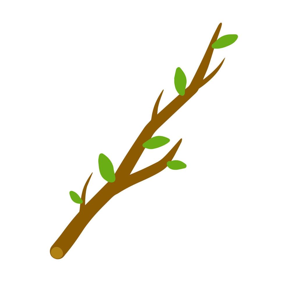 rama de árbol con hoja en la ilustración de fondo blanco. elemento vegetal de madera y naturaleza. ilustración plana simple vector