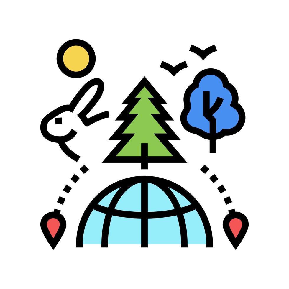 ilustración de vector de icono de color de turismo de naturaleza