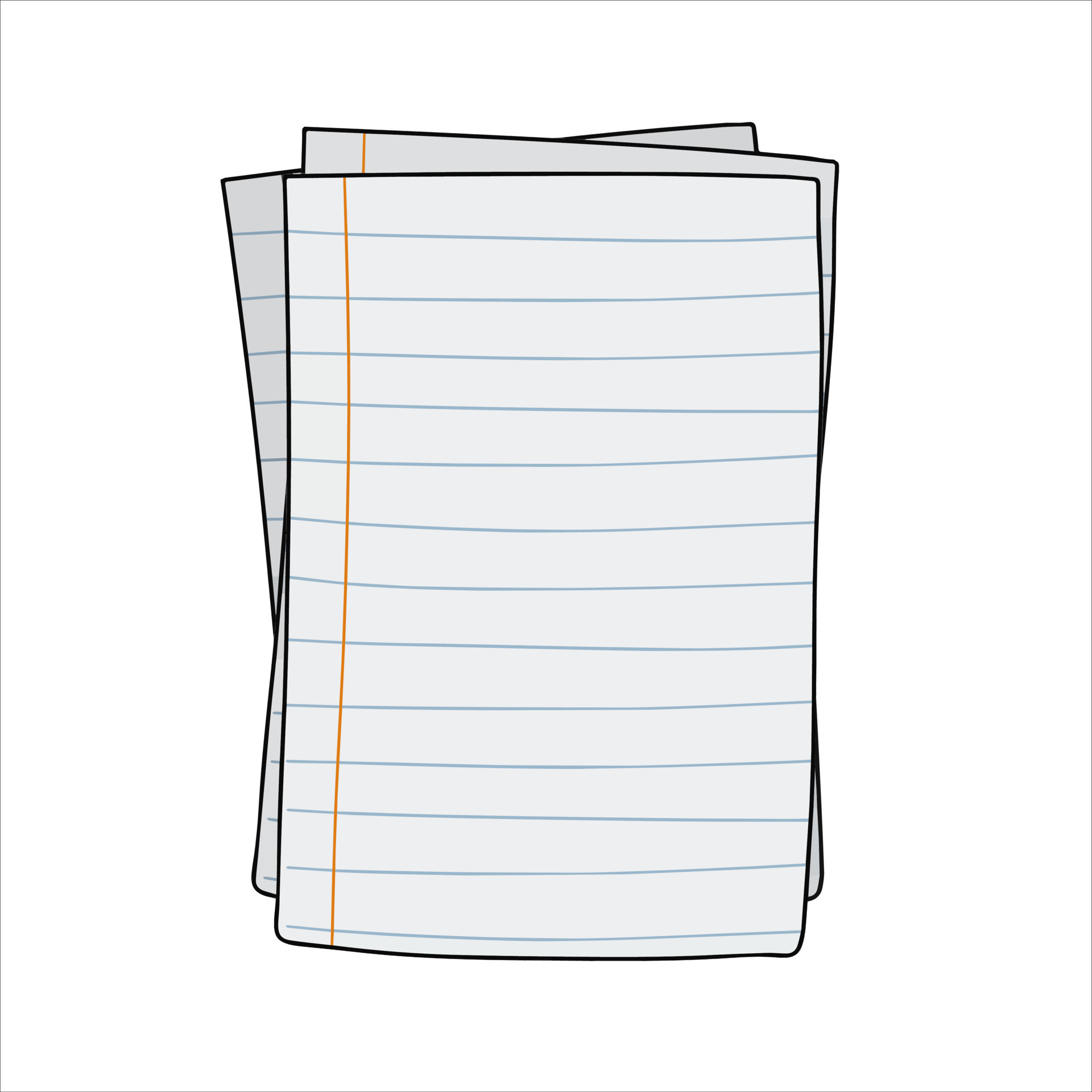 Notebook sheet. White blank page. Paper list from notepad. Flat cartoon