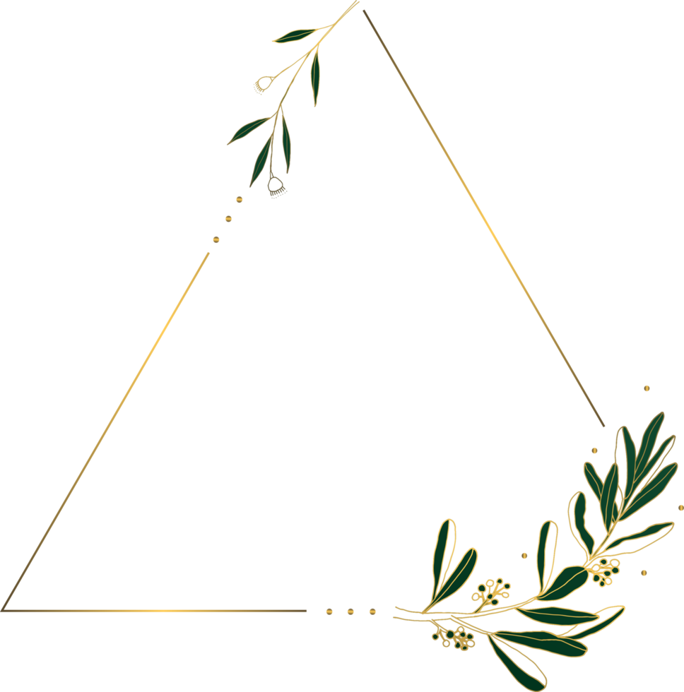 Flower wreath elegant with gold png