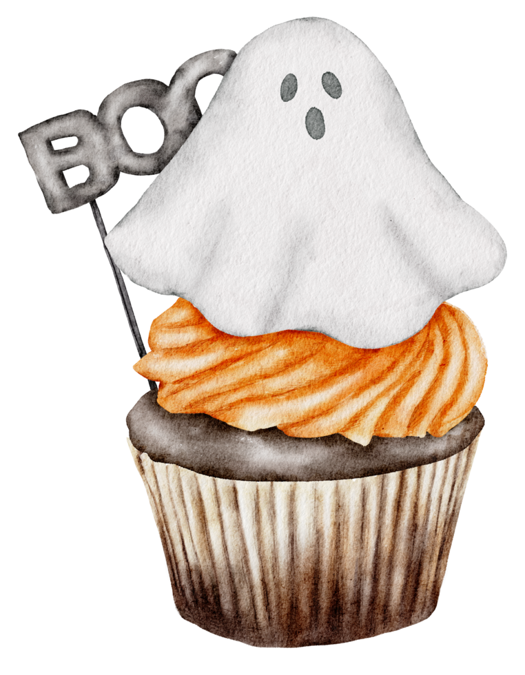 Halloween cupcake hand paint watercolor png