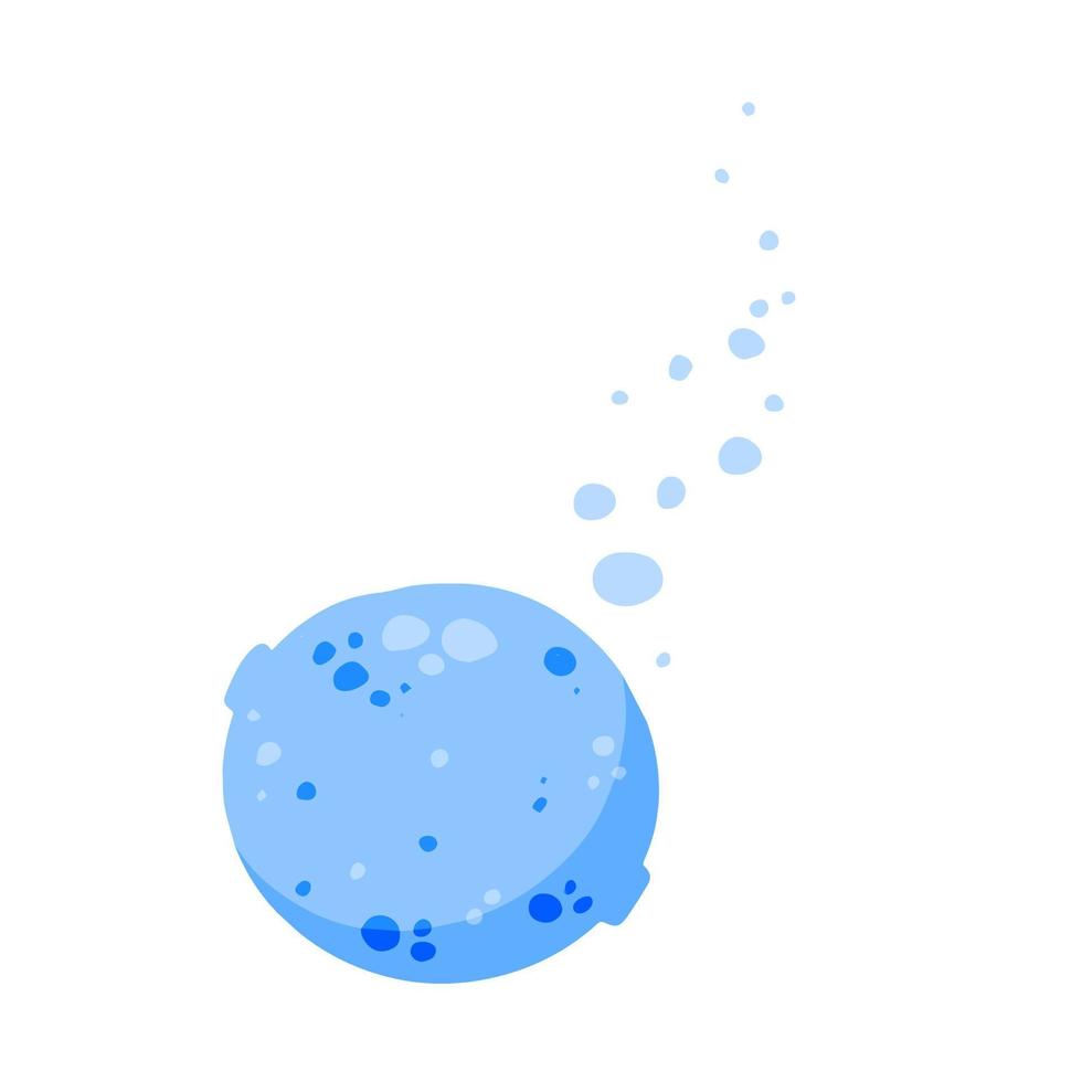 bomba de baño burbujas de jabón. baño azul cosmética natural para la relajación. ilustración de dibujos animados plana vector