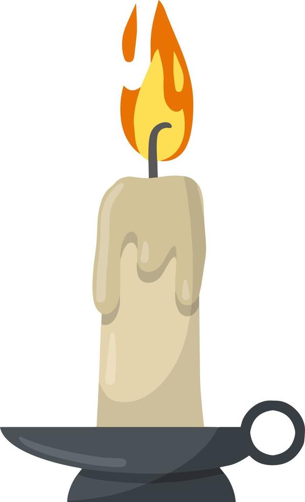 Candle with fire. flame with wick. Wax object for lighting. vector