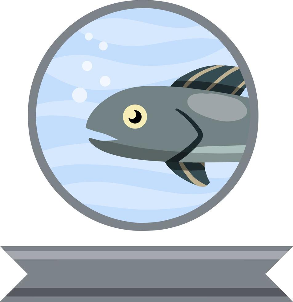 Logo of fish in circle. Flat cartoon vector
