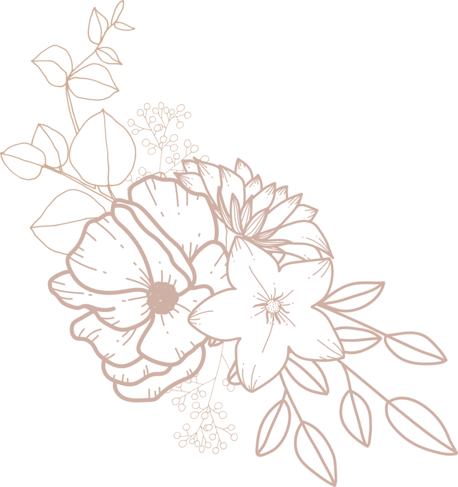 arte de línea de ramo de flores png